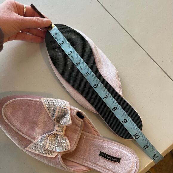 VS Y2K Pink Velour Velvet Bow Sequin Embellished Almond Toe Mules - 7 - Picture 3 of 10